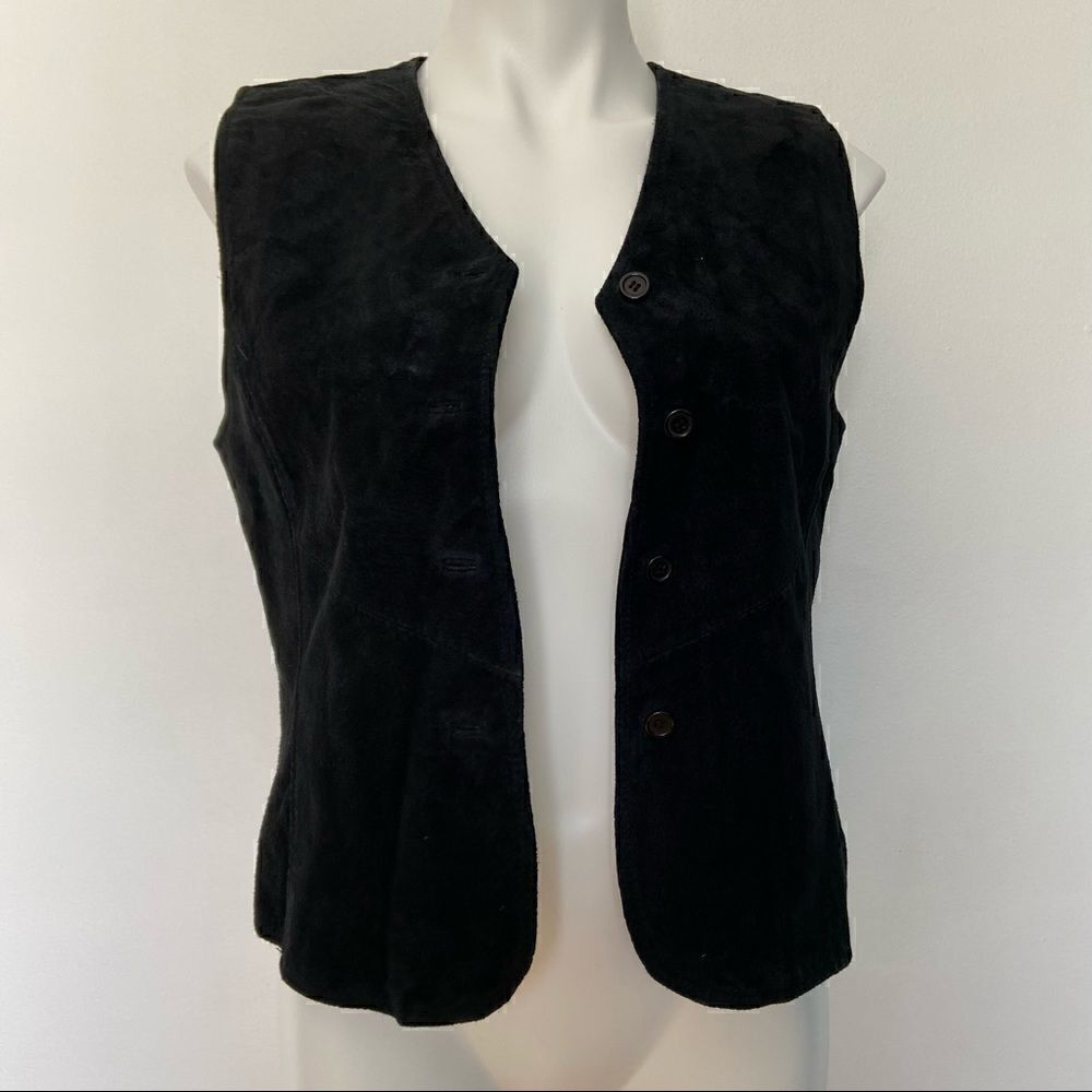 Outbrook Vintage Leather Button Front Vest 90s Western Biker